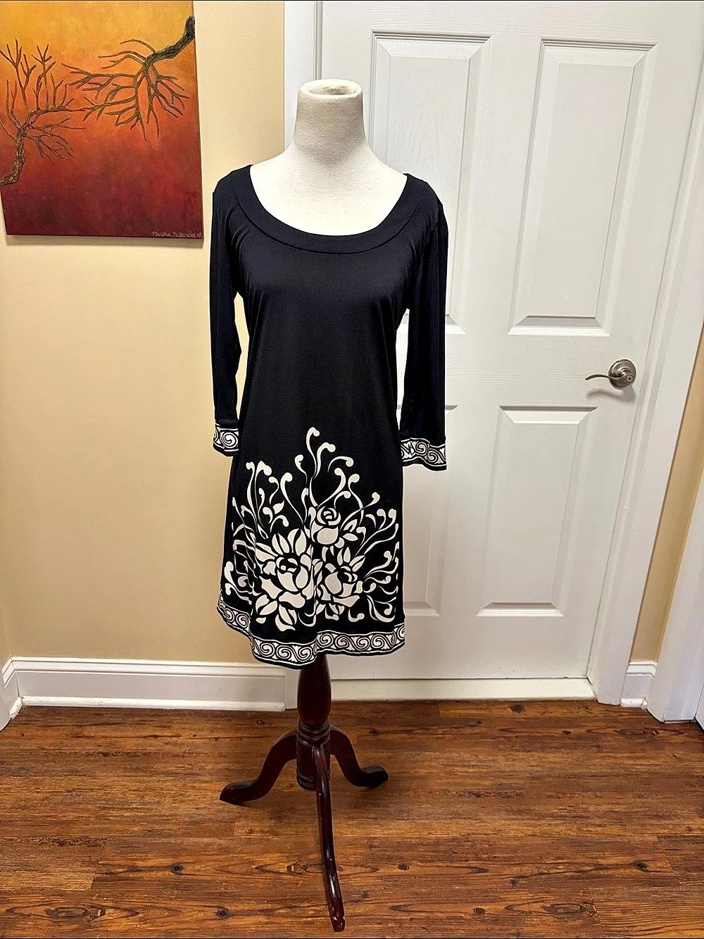 Ann Taylor LOFT Floral Mini Dress in Black & White Size XS Like New